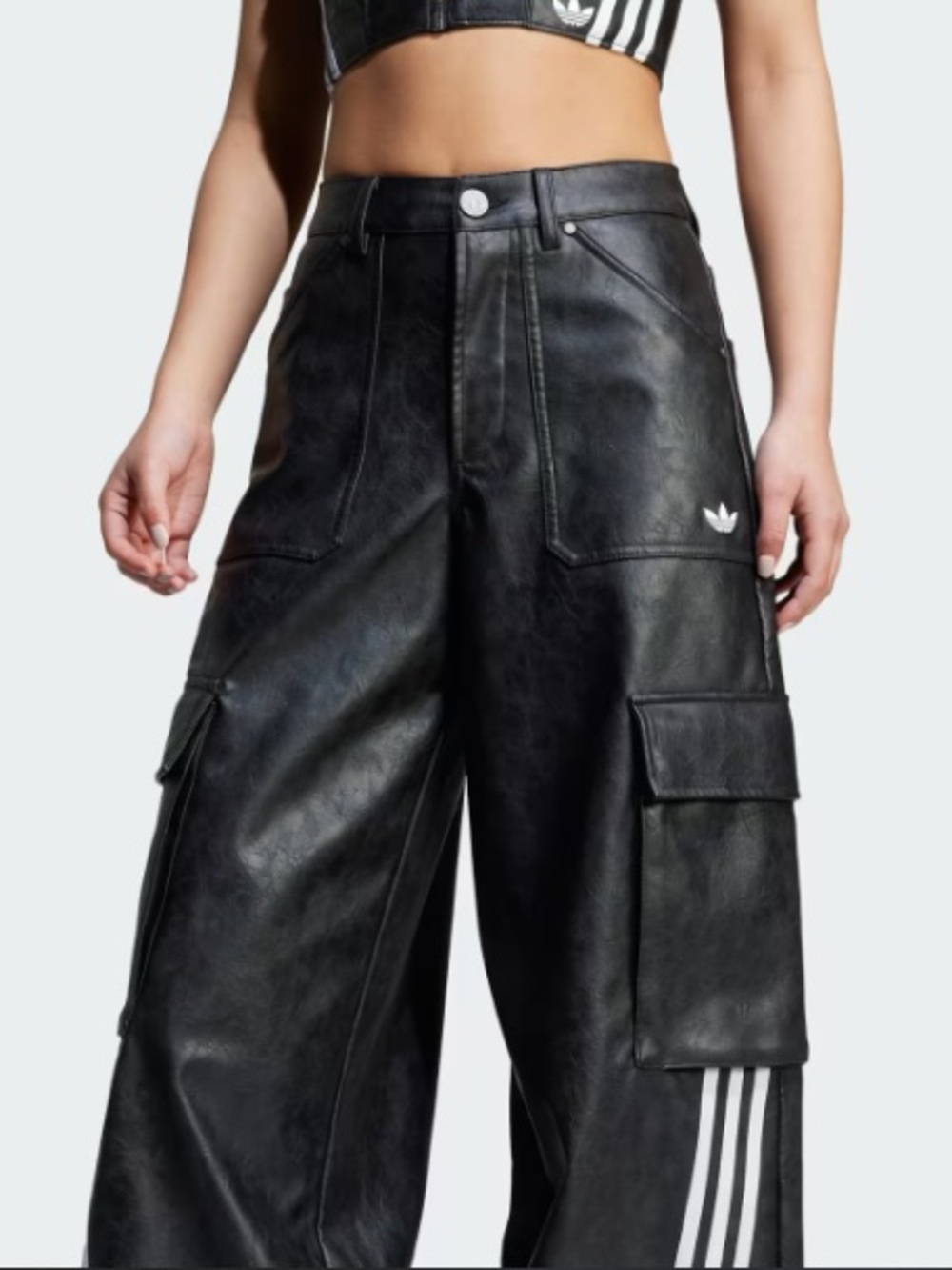 adidas Adilenium Season 3 Vintage Faux Leather Cargo Pants - Picture 2 of 6